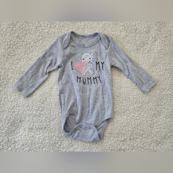 Baby by bon bebe "I love my mummy" grey longsleeve outfit with snaps size 6-9mos - Picture 5 of 6